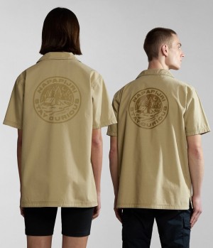 Napapijri Boyd Short Sleeve Shirt Overhemd Dames Beige | DFPGARS-96