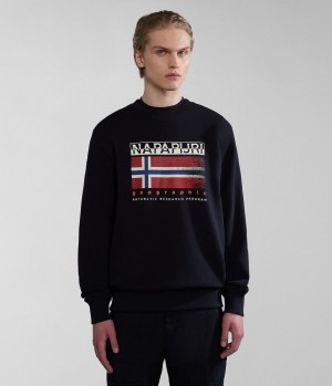 Napapijri Kreis Sweatshirt Sweatshirts Heren Zwart | AJKFGOX-65