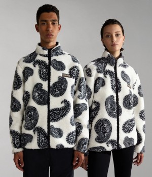 Napapijri Paisley Full-Zip Fleece Vlies Dames Wit | QSDGLYU-23