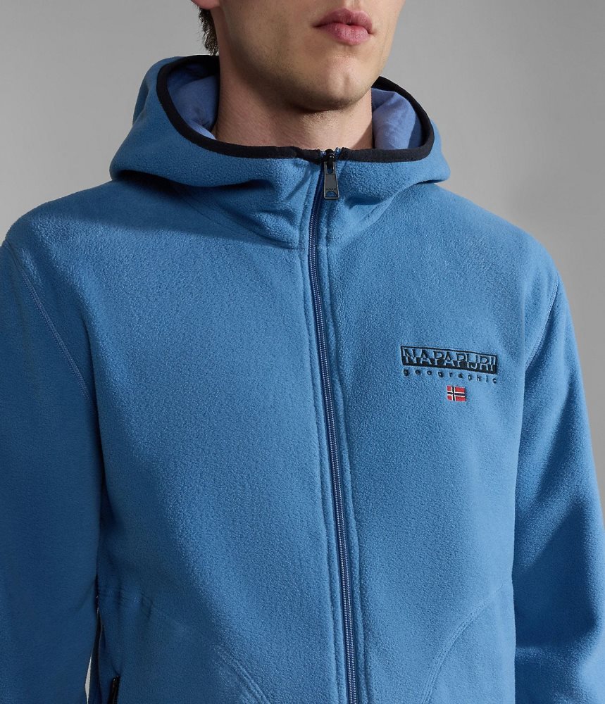 Napapijri Ayas Full-Zip Fleece Hoodie Vlies Heren Blauw | MLKOTDV-39