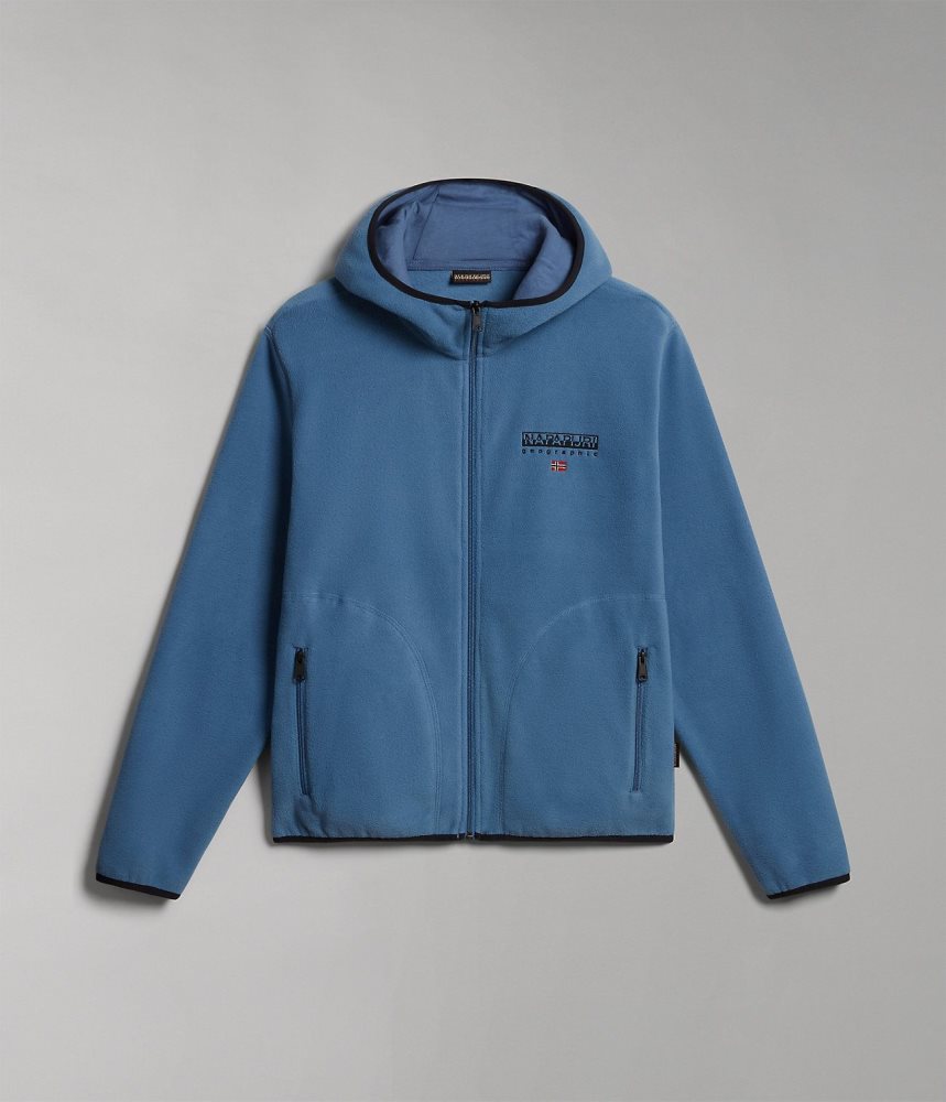 Napapijri Ayas Full-Zip Fleece Hoodie Vlies Heren Blauw | MLKOTDV-39