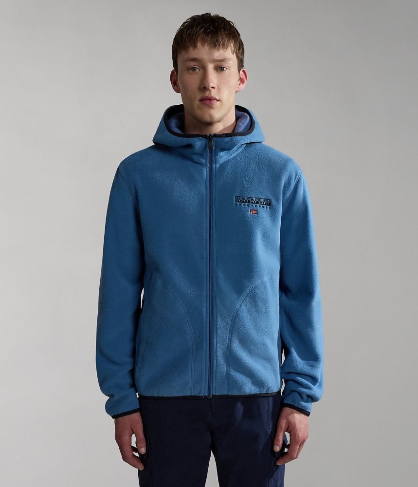 Napapijri Ayas Full-Zip Fleece Hoodie Vlies Heren Blauw | MLKOTDV-39