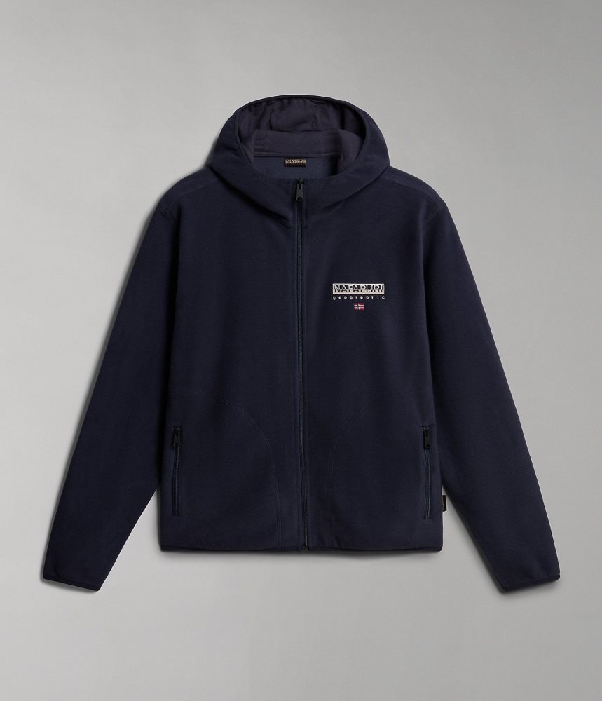 Napapijri Ayas Full-Zip Fleece Hoodie Vlies Heren Donkerblauw | LMNBGAJ-40