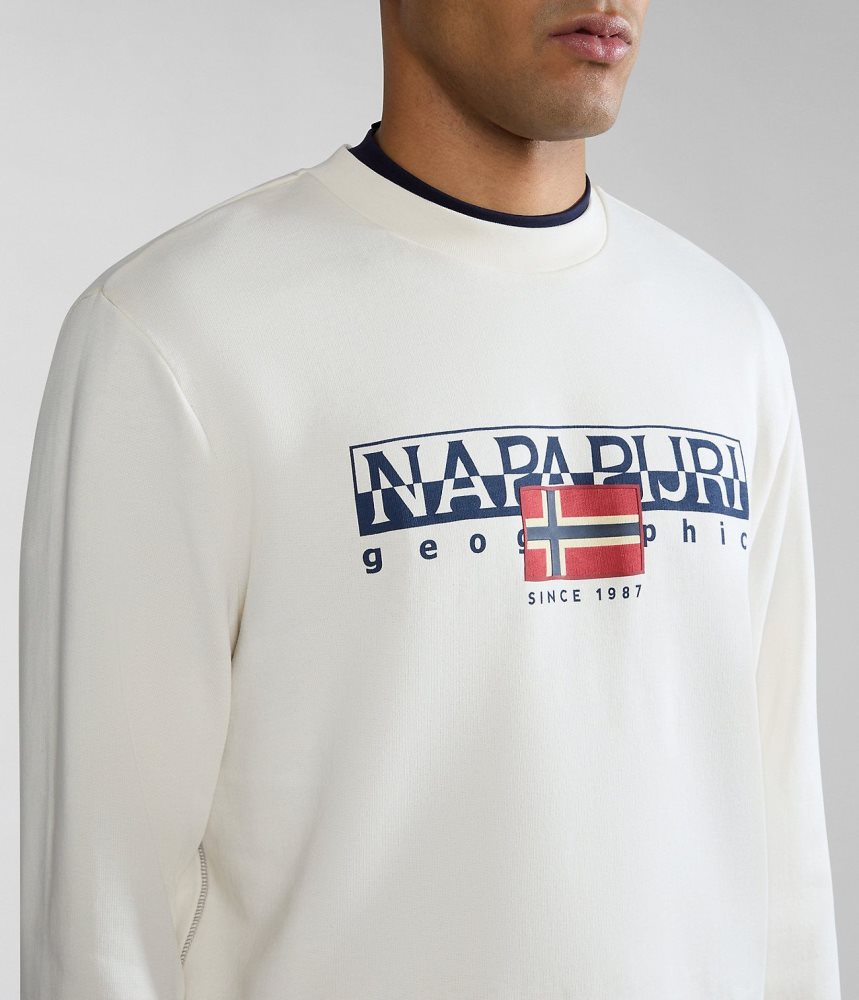 Napapijri Aylmer Sweatshirt Sweatshirts Heren Wit | BGWHRUV-60