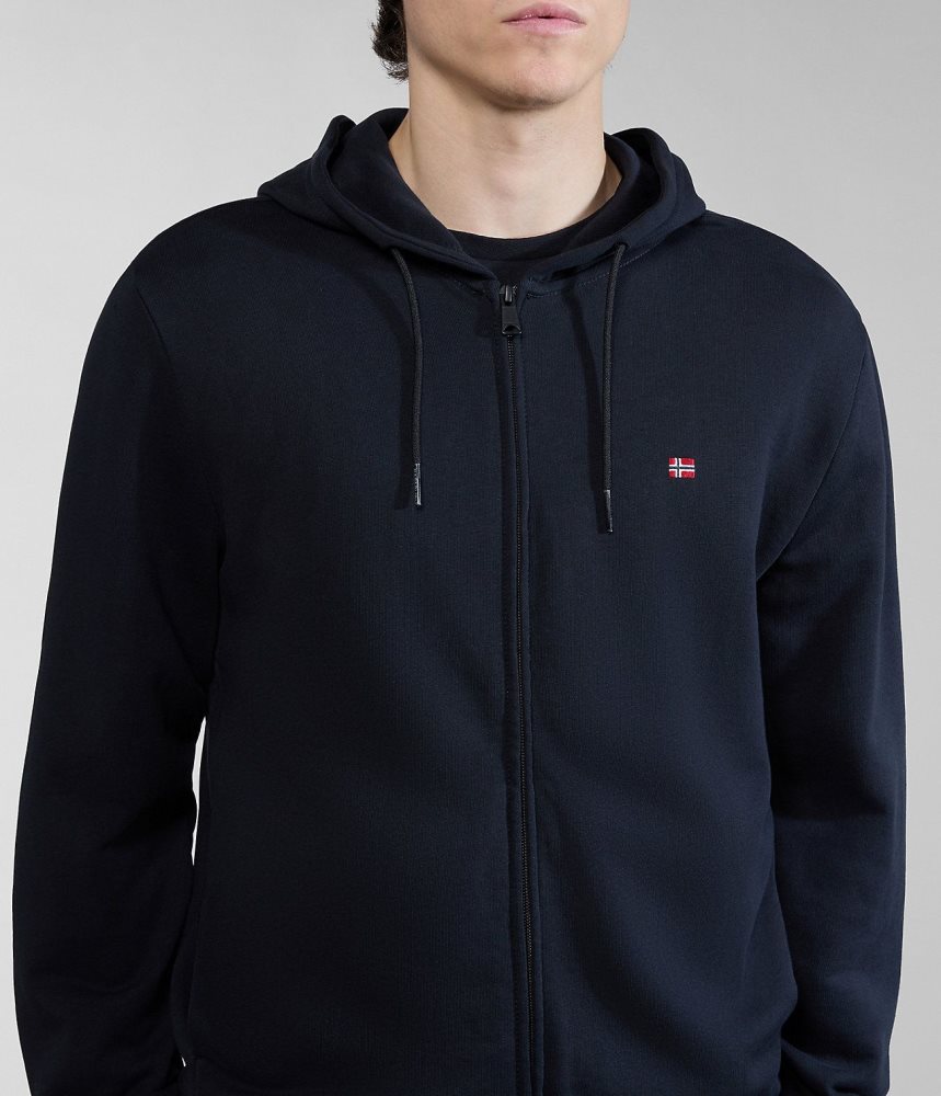 Napapijri Balis Summer Full-Zip Hoodie Hoodie Heren Zwart | KVNMDJY-73