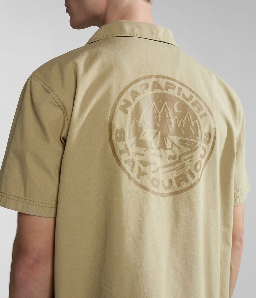 Napapijri Boyd Short Sleeve Shirt Overhemd Dames Beige | DFPGARS-96