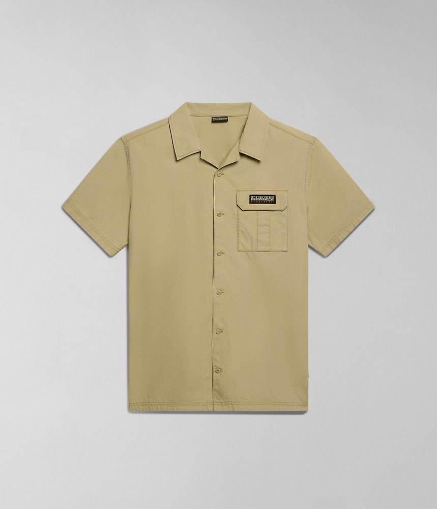 Napapijri Boyd Short Sleeve Shirt Overhemd Heren Beige | USEMIKW-48