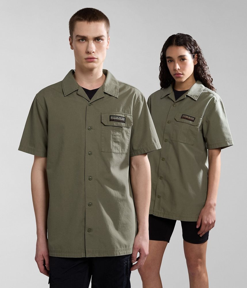 Napapijri Boyd Short Sleeve Shirt Overhemd Heren Groen | NLIPUYH-72