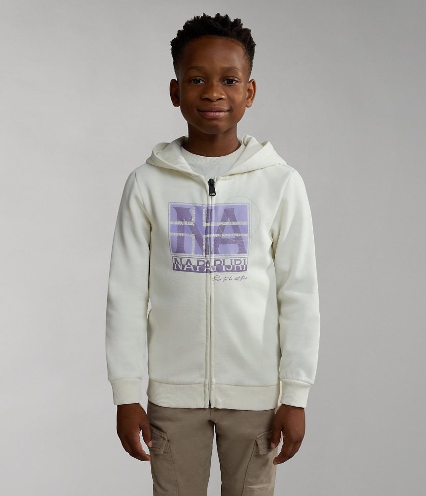 Napapijri Brunt Full-Zip Hoodie (4-16 YEARS) Hoodie Kinderen Wit | QXZDAHL-12