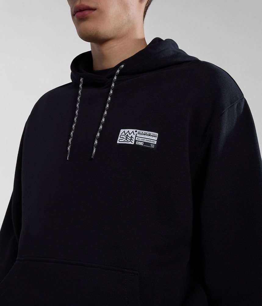 Napapijri Faber Hoodie Hoodie Heren Zwart | XANLRFS-07