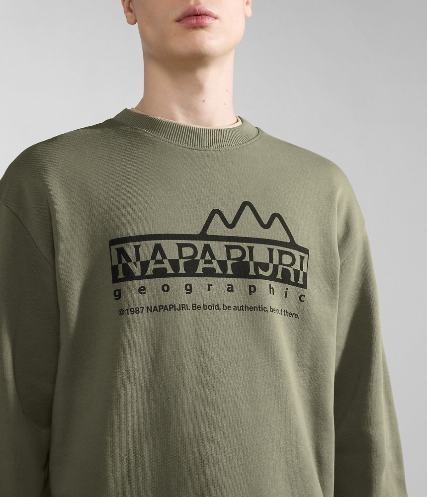 Napapijri Faber Sweatshirt Sweatshirts Heren Groen | UIQXZGH-97