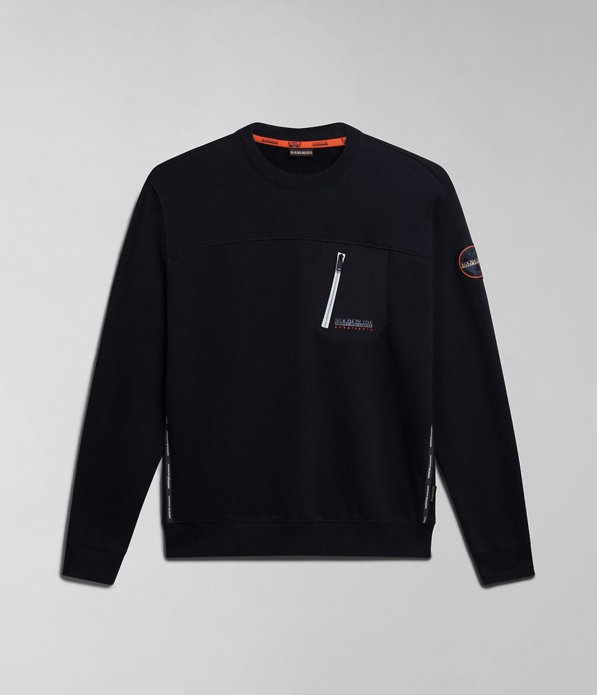 Napapijri Huron Sweatshirt Sweatshirts Heren Zwart | OQRXFSV-38