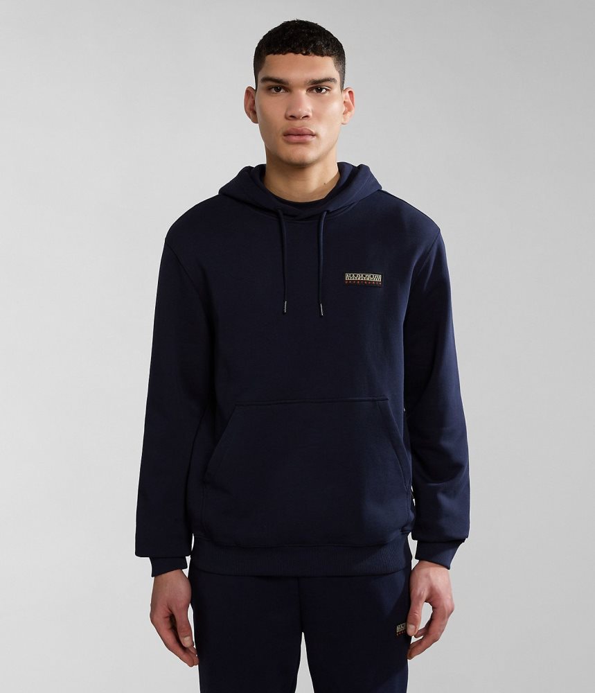 Napapijri Iaato Summer Hoodie Hoodie Heren Donkerblauw | ZELWNMU-04