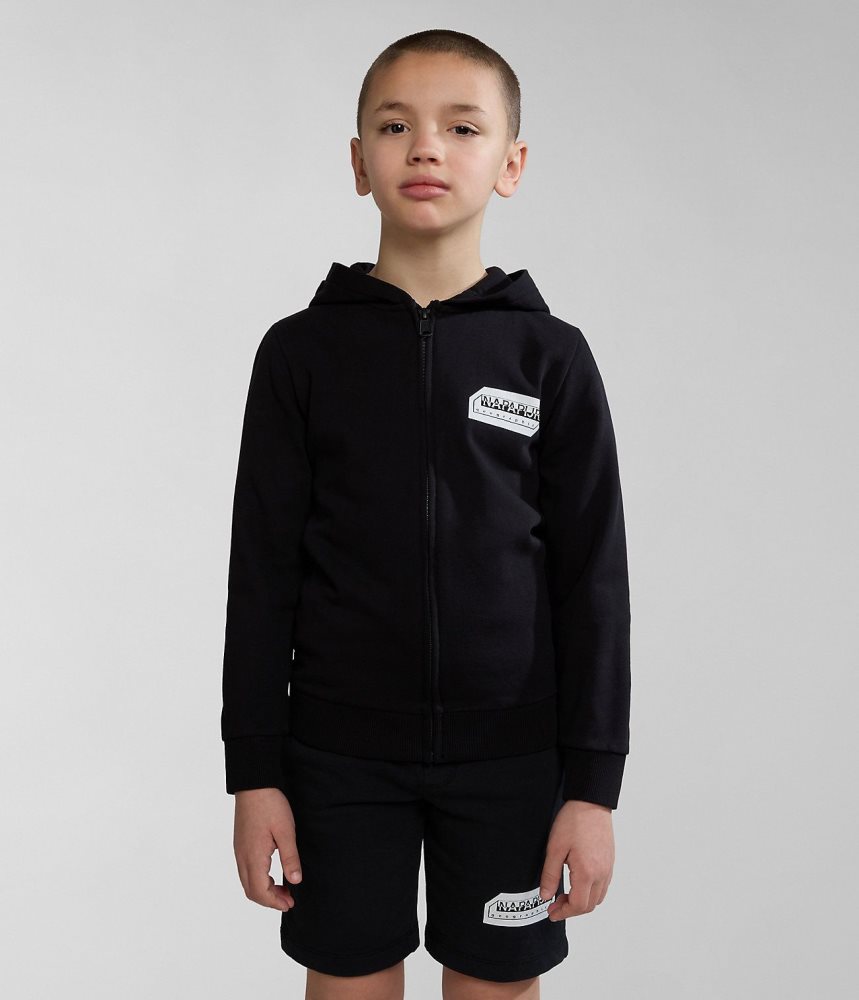 Napapijri Kitik Full-Zip Hoodie (4-16 YEARS) Hoodie Kinderen Zwart | SVNLMXB-82