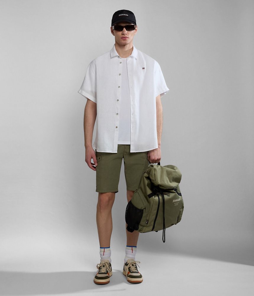 Napapijri Linen Short Sleeve Shirt Overhemd Heren Wit | MSAKUNW-27