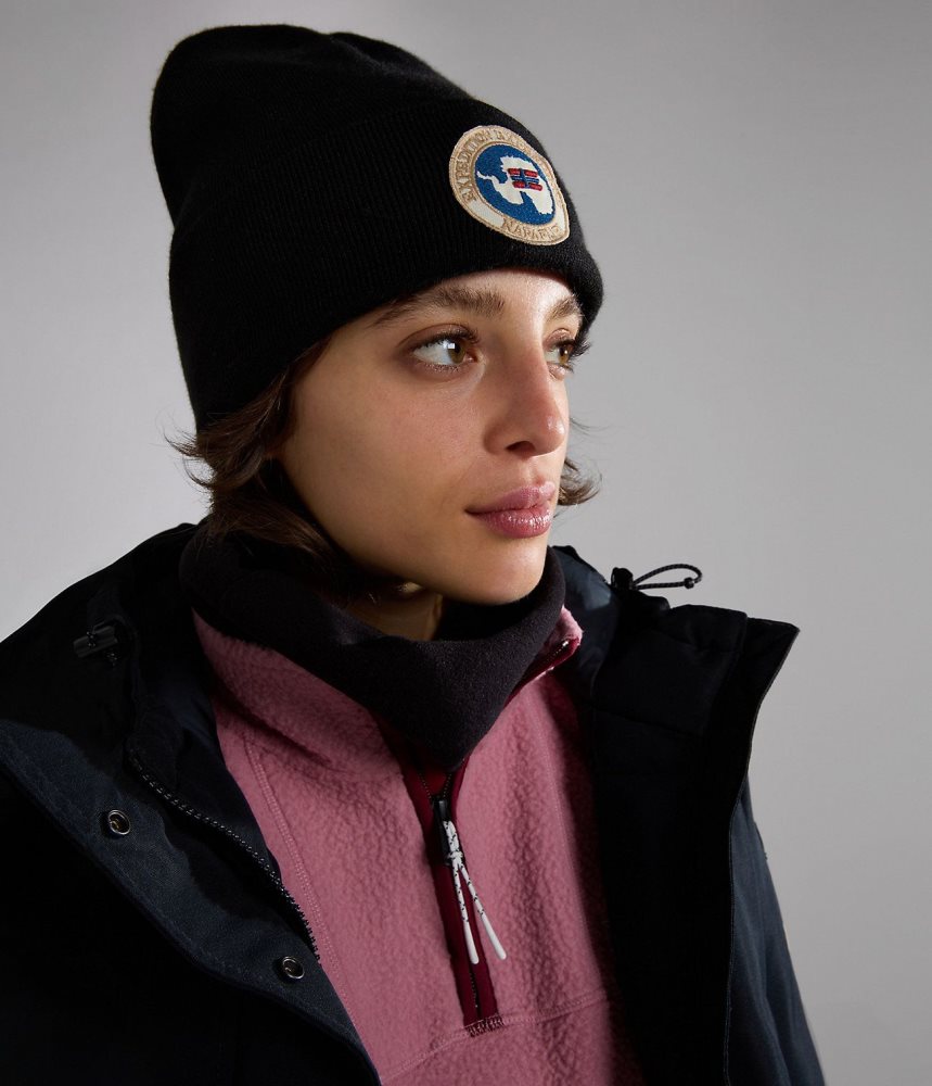 Napapijri Mountain Beanie Hoeden Dames Zwart | ILEXCMG-08