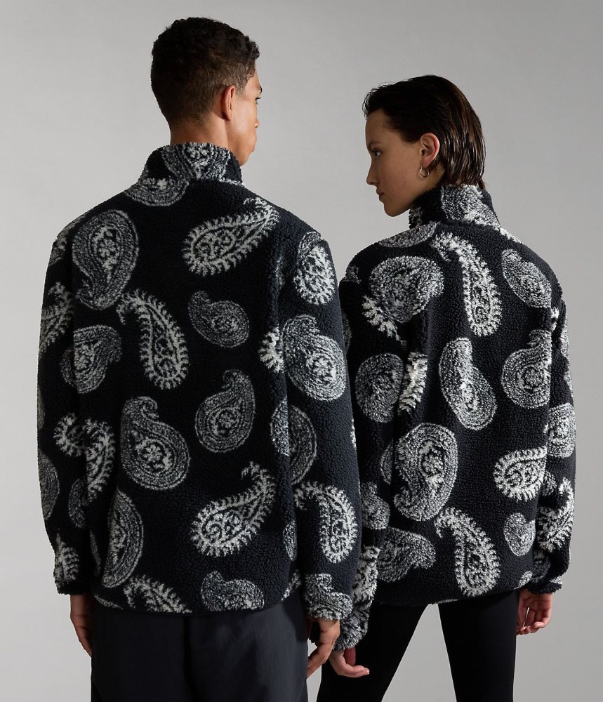 Napapijri Paisley Full-Zip Fleece Vlies Dames Zwart | NDUKOQT-08