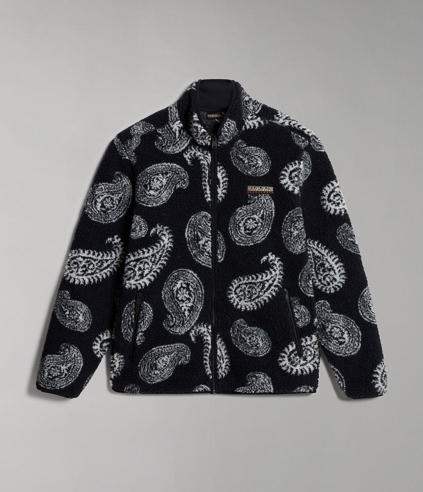 Napapijri Paisley Full-Zip Fleece Vlies Dames Zwart | NDUKOQT-08