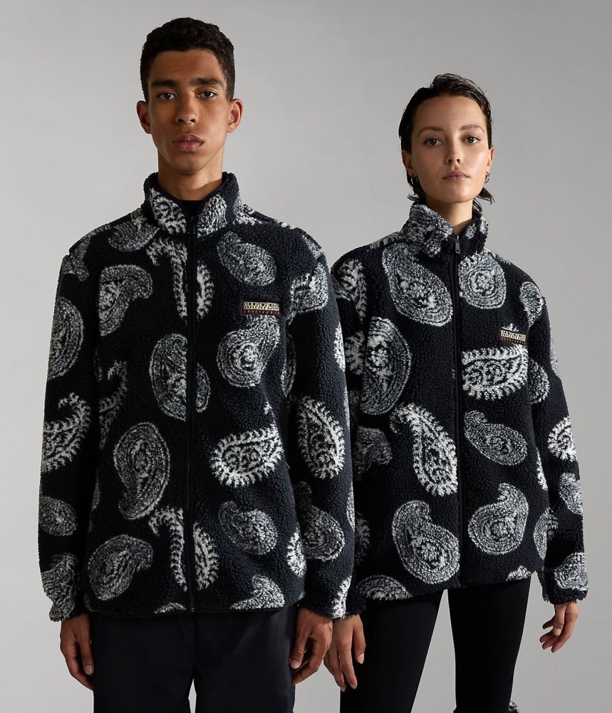 Napapijri Paisley Full-Zip Fleece Vlies Dames Zwart | NDUKOQT-08