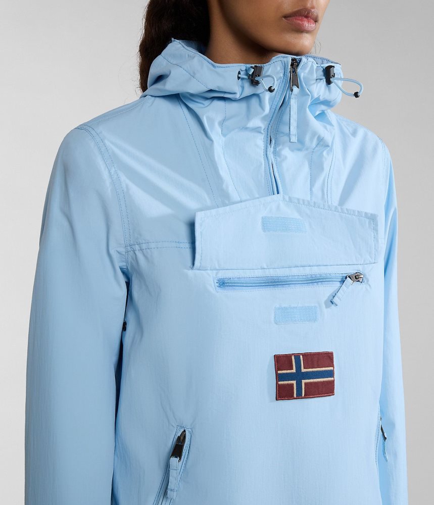 Napapijri Rainforest Pocket Summer Anorak Jacket Regenjassen Dames Lichtblauw | DNZSPUF-39