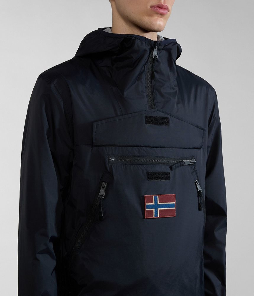 Napapijri Rainforest Ripstop Anorak Jacket - Unisex Regenjassen Heren Zwart | IDMBQHC-62