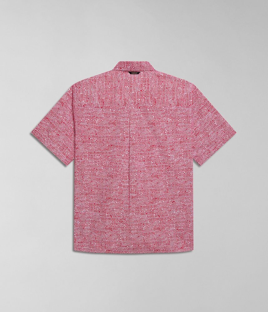 Napapijri Ronge Short Sleeve Shirt Overhemd Heren Rood | UXDHCZA-37